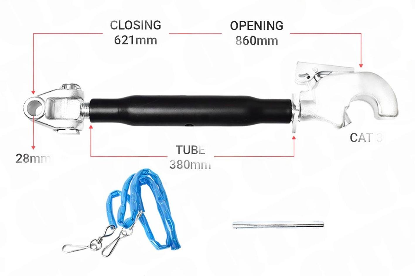 Heavy Duty Top Link Knuckle 28mm / 3 Hook 380mm | S13997 | KH283380