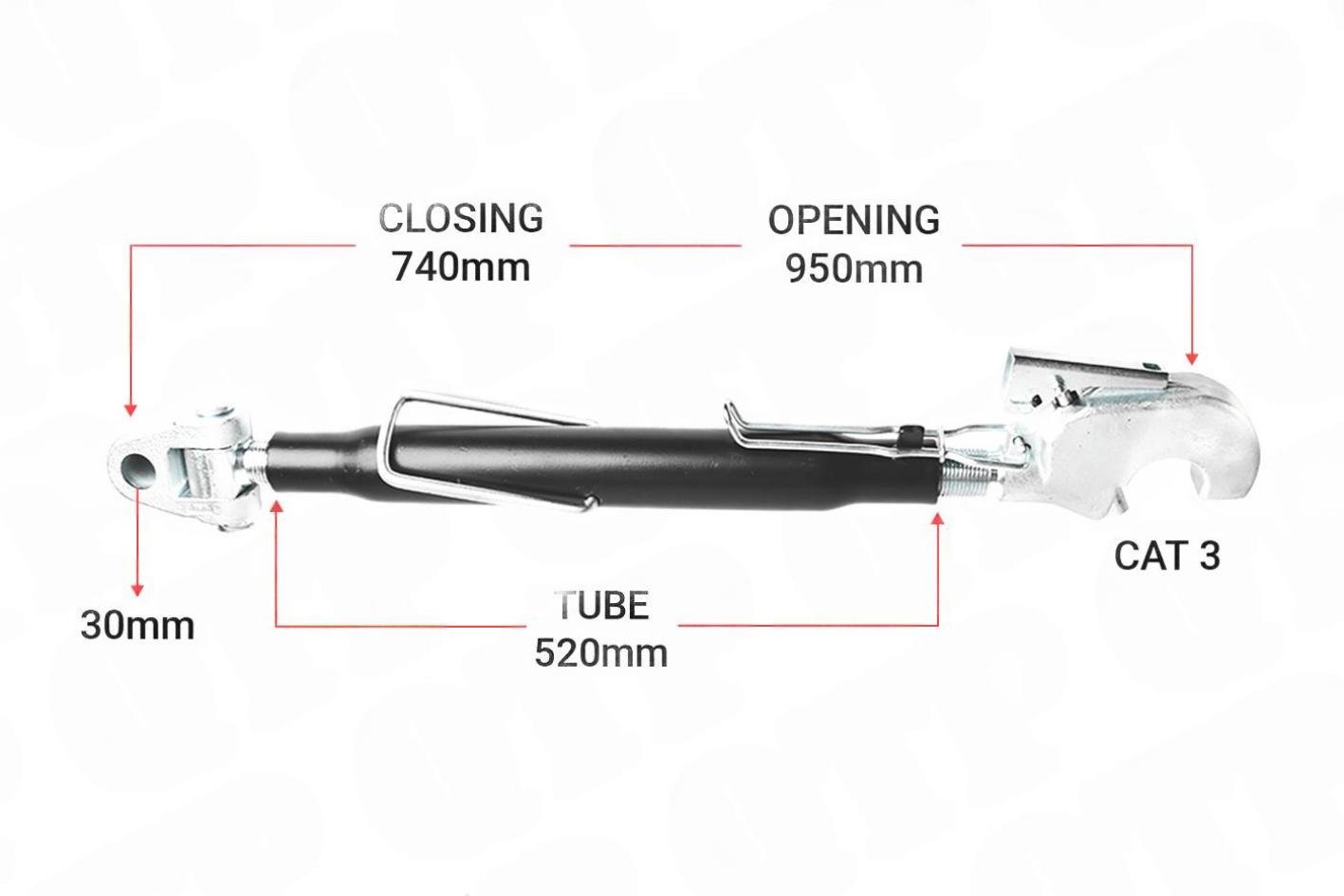 Top Link Led 30mm / 3 Krog 520mm R�r Heavy Duty | KH303520 | S29795 Fjederl�s | KH30352