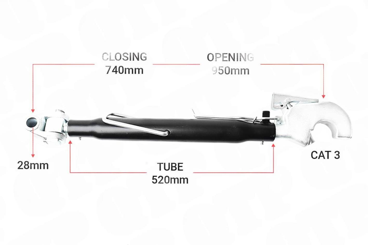 Top Link Led 28mm / 3 Krog 520mm Heavy Duty | S29794 Spring Lock | KH283520
