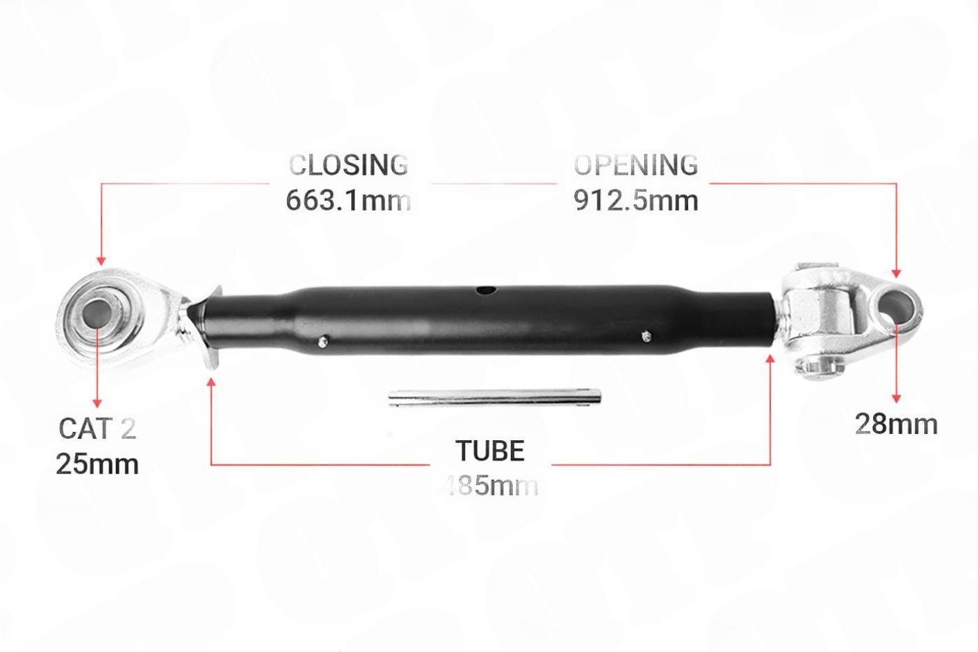 Topstang Cat 28mm / 2 Ledkugler 485mm Heavy Duty | KB282485 | S99520