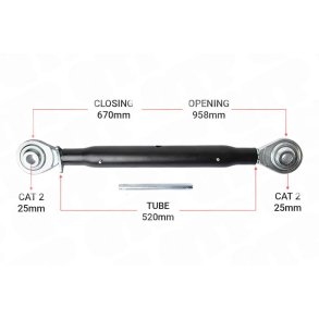 Topstang Cat 2 / 2 Kugle Kugle 520mm Heavy Duty | BB22520