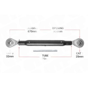 Topstang Cat 3 / 2 Kugle Kugle 520mm Heavy Duty | BB32520