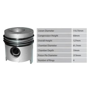 Stempel med ringe Ford 6410 6610 (8/87->)