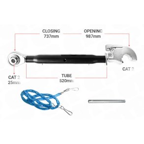 Topstang Cat 2 / 3 Kuglekrog | 520mm Heavy Duty | BH23520