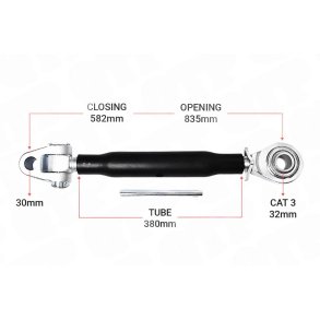 Topstang Cat 30mm / 3-leddet kugle 380mm Heavy Duty | 