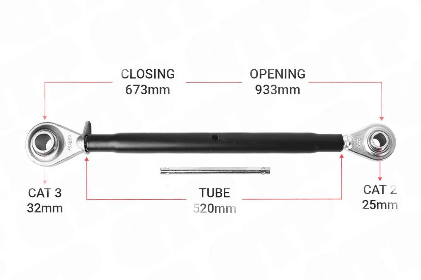 Topstang Cat 2 / 3 Kugle Kugle 520mm Heavy Duty | BB23520 | BB23520, AL78064