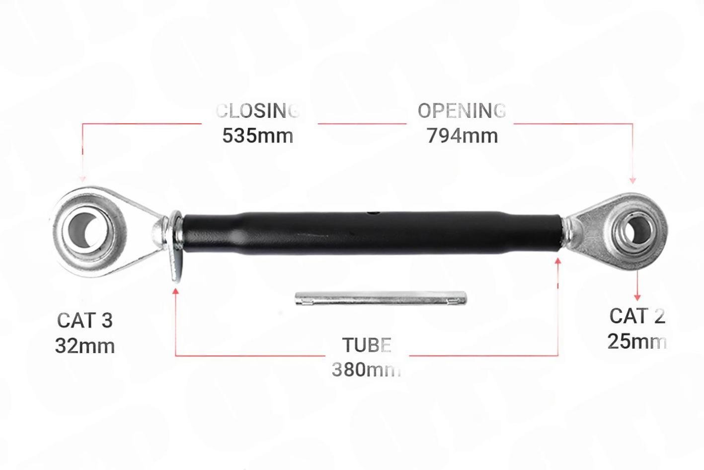 Topstang Cat 2 / 3 Kugle Kugle 380mm Heavy Duty | BB23380 | S16785 1 1/4 UNC