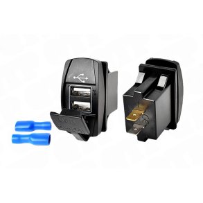 Vippekontakt - Blank USB-oplader med dobbelt port