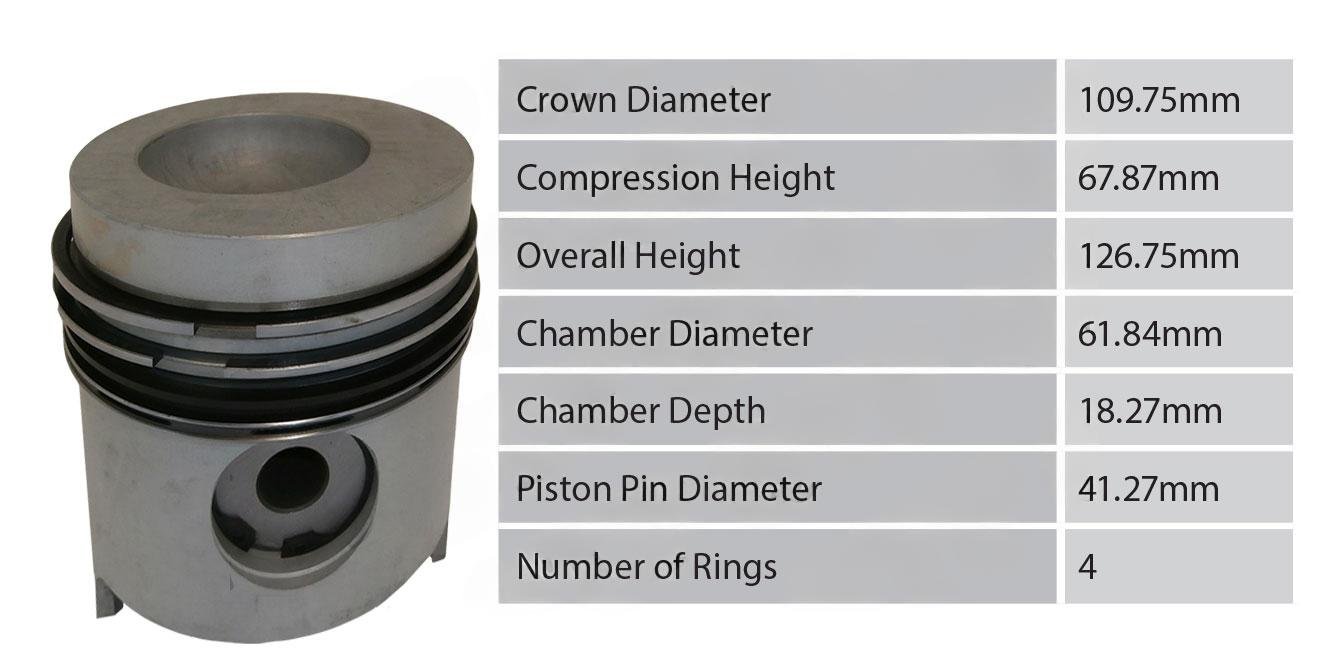 Stempel med ringe Ford 6810 7410 7610 (8/87->)