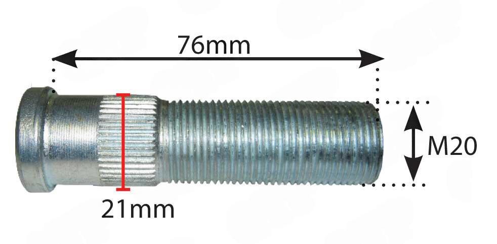 Hjulbolt til dobbelthjul 20mm