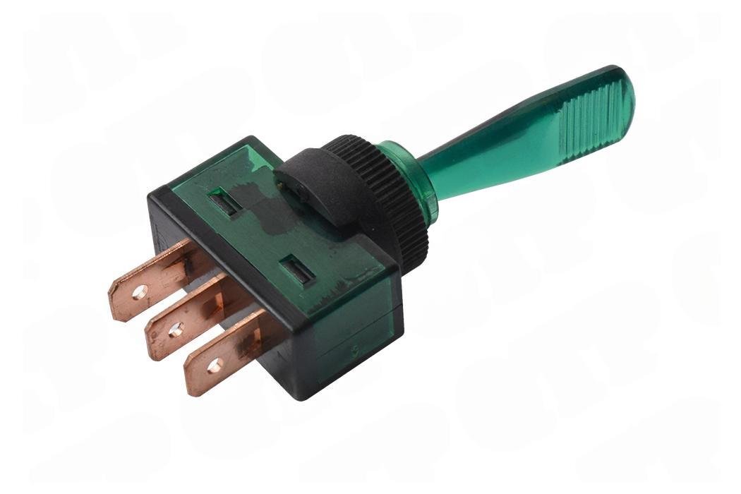 Vippekontakt Gr�n Med P�re T�nd-Sluk 12V 20A 3