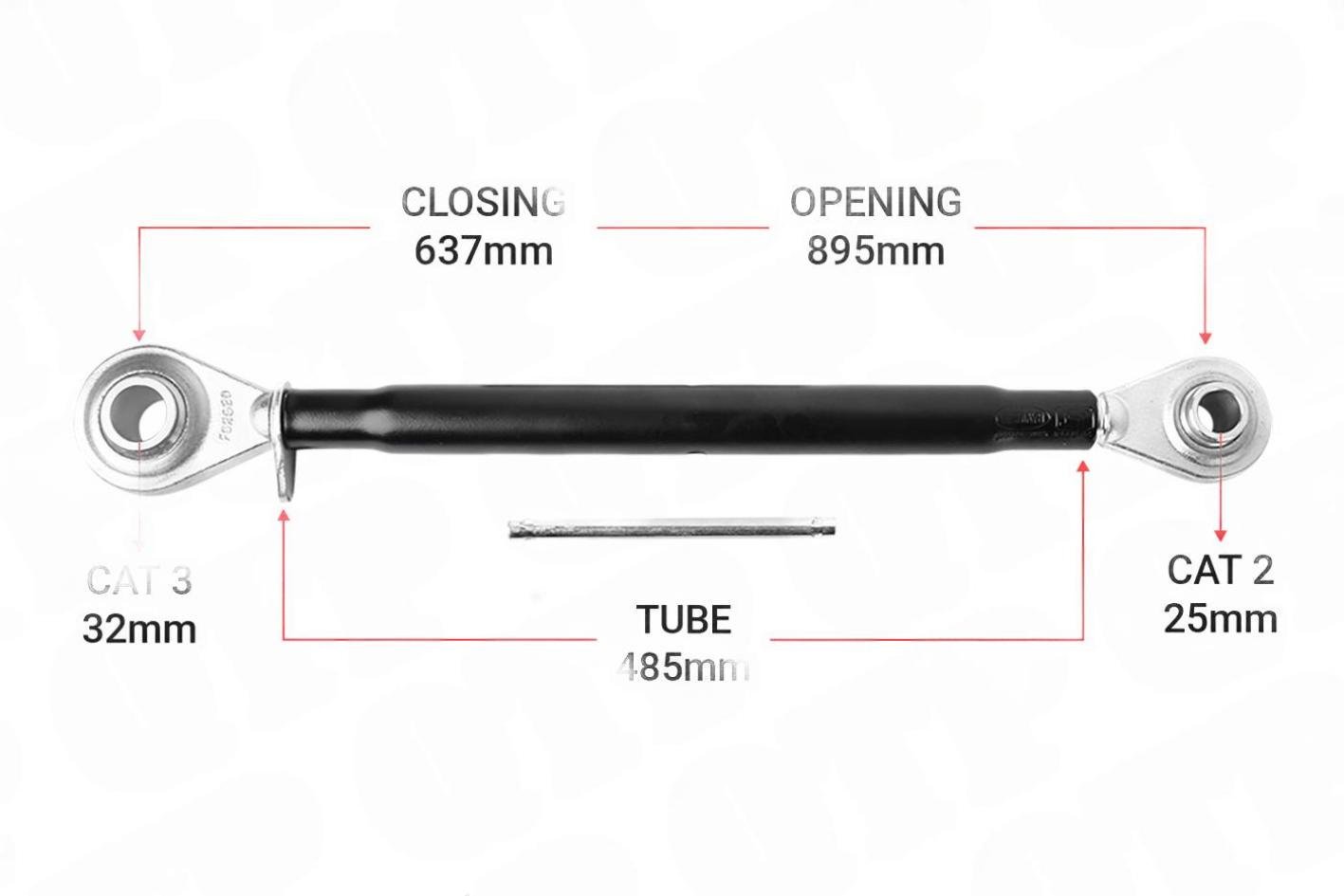 Topstang Cat 2 / 3 Kugle Kugle 485mm | BB23485 | S15355, 1 1/4 UNC