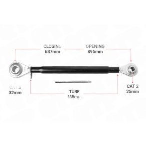 Topstang Cat 2 / 3 Kugle Kugle 485mm | BB23485 | S15355, 1 1/4 UNC