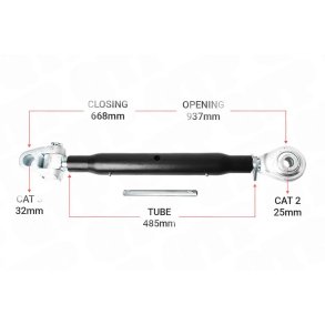 Heavy Duty Top Link Cat 3 / 2 Knuckle Ball 485mm | KB32485