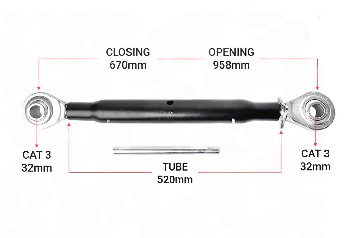 Topstang Cat 3 / 3 Kugle 520 mm Heavy Duty |BB33520 |