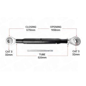 Topstang Cat 3 / 3 Kugle 520 mm Heavy Duty |BB33520 |