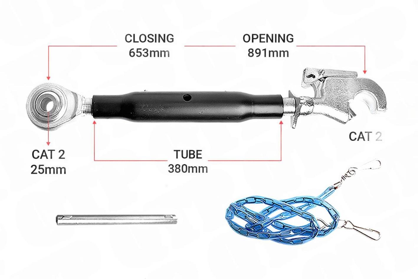 Heavy Duty Top Link (Cat 2 / 2 Kuglekrog 380mm) | S19029 | BH22380