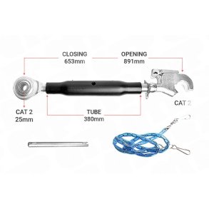Heavy Duty Top Link (Cat 2 / 2 Kuglekrog 380mm) | S19029 | BH22380