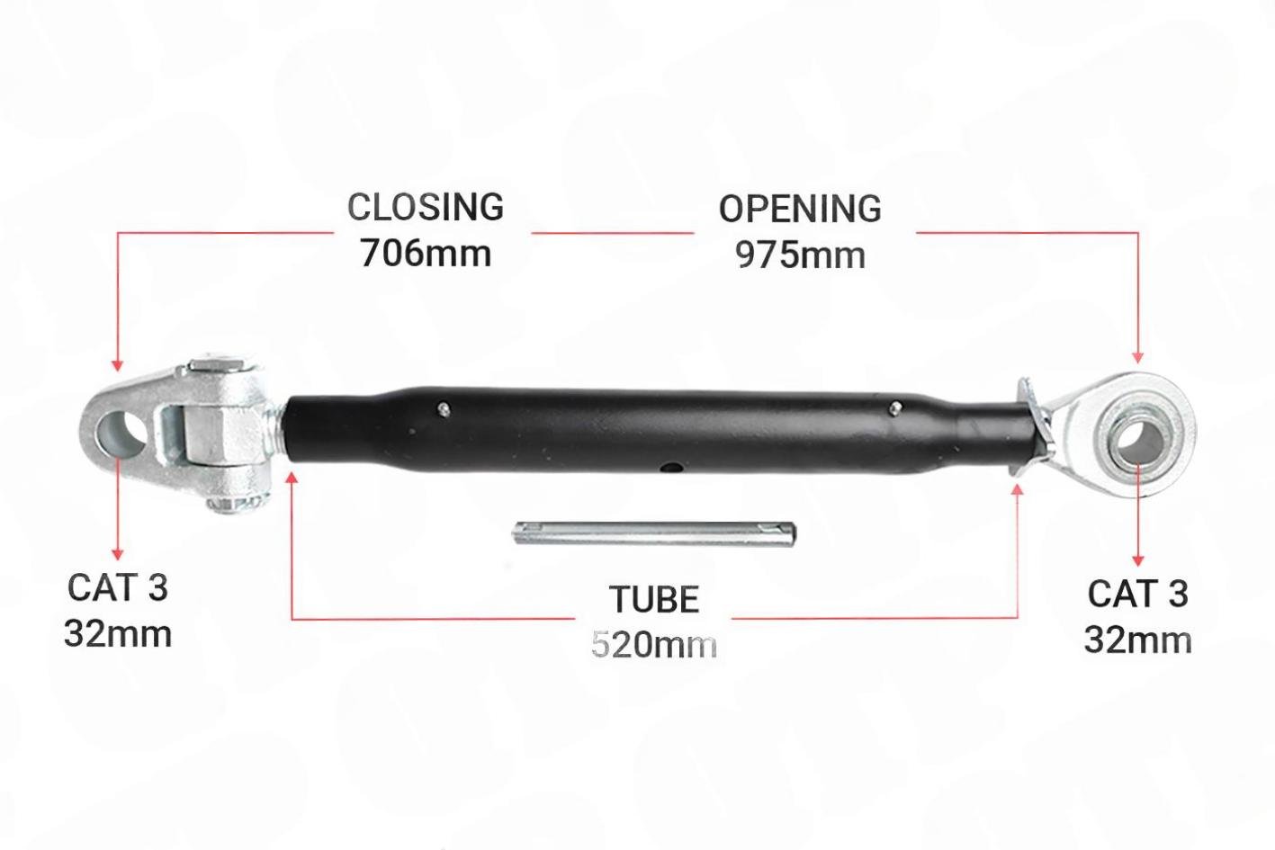 Topstang | Cat 3 / 3 Ledkugle 520mm Heavy Duty | KB33520 |