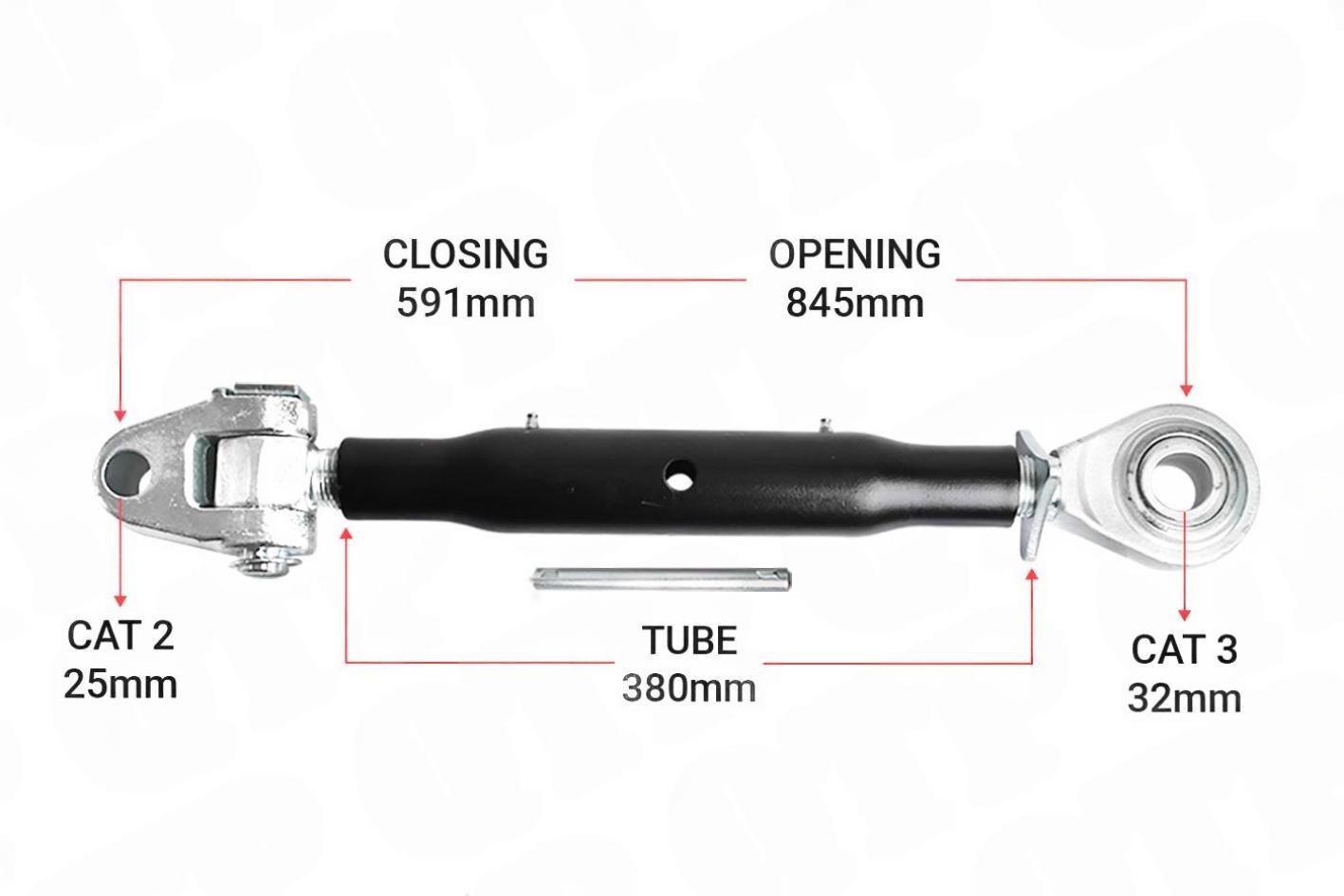 Heavy Duty Top Link Cat 2 / 3 Knuckle Ball 380mm | KB23380