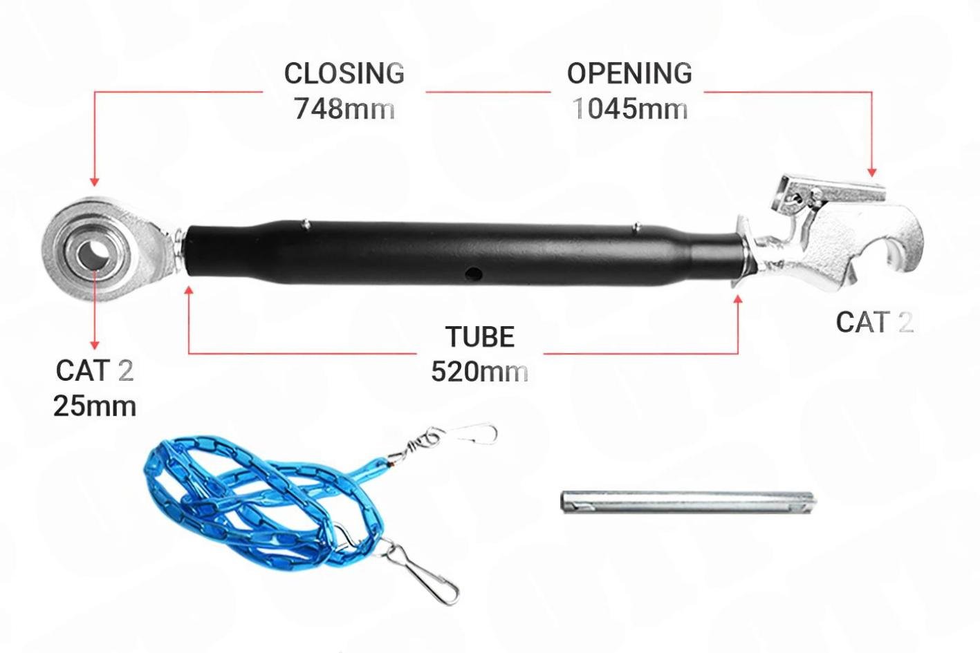 Topstang Cat 2 / 2 Kuglekrog 520mm Heavy Duty | BH22520