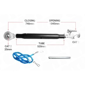 Topstang Cat 2 / 2 Kuglekrog 520mm Heavy Duty | BH22520