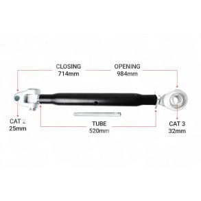 Topstang Cat 2 / 3 Kugleled 520mm Heavy Duty | KB23520