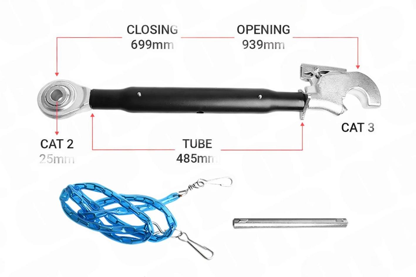 Topstang Cat 2 / 3 Kuglekrog 485mm Heavy Duty | BH23485 | S28201