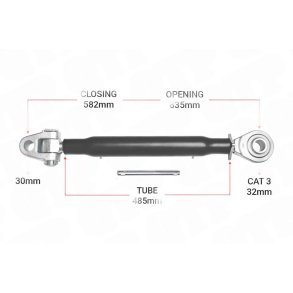 Topstang Cat 30mm / 3-leddet kugle 485mm Heavy Duty | KB303485
