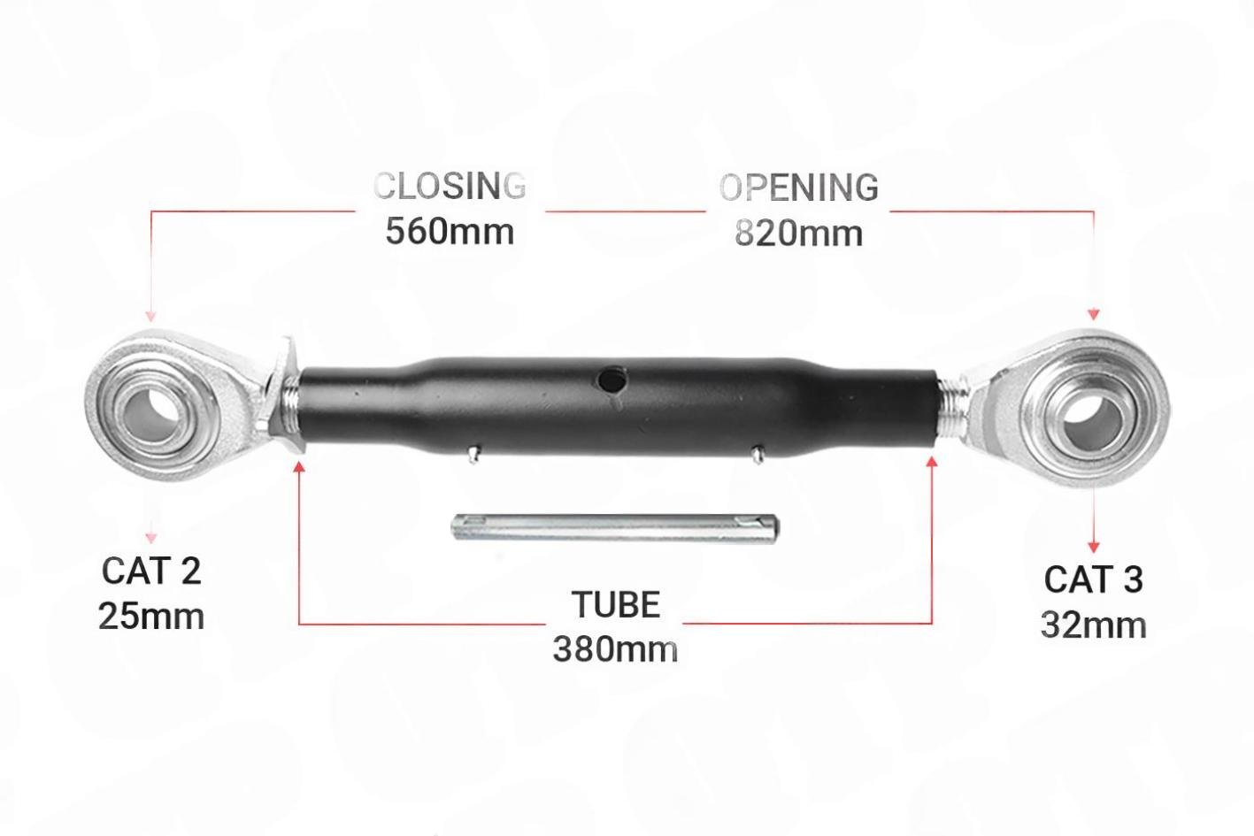 Topstang Cat 3 / 2 Kugle Kugle 380mm Heavy Duty | BB32380 | S16839