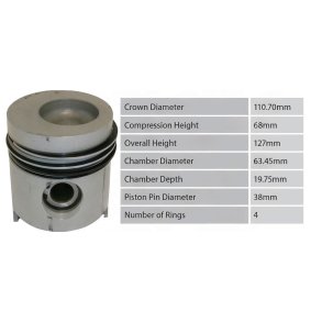 Stempel med pakningsringe Ford 6610 (->7/87) 6710 (->7