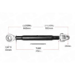 Topstang Cat 28mm / 3-leddet kugle 485mm Heavy Duty | KB283485 | S99526
