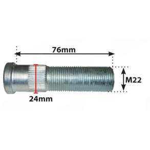 Hjulbolt til bremset aksel 22mm