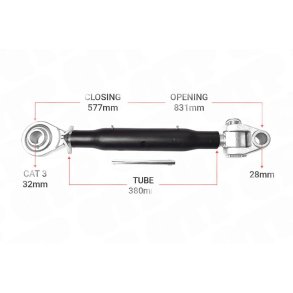 Topstang Cat 28mm / 3-leddet kugle 380mm Heavy Duty | KB283380 | S99512