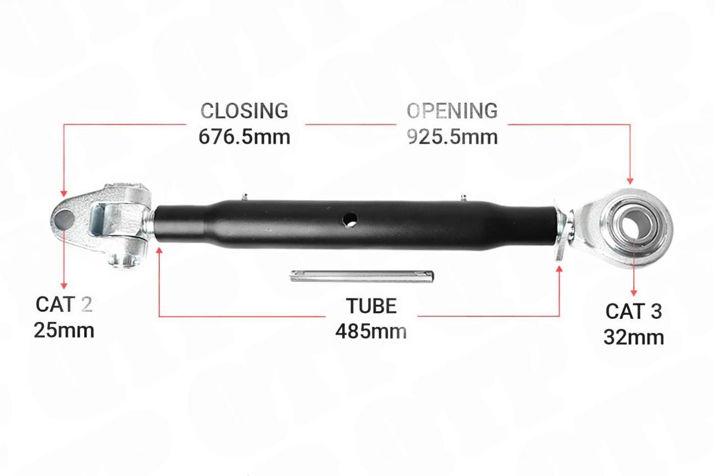 Topstang Cat 2 / 3 Kugleled 485mm Heavy Duty