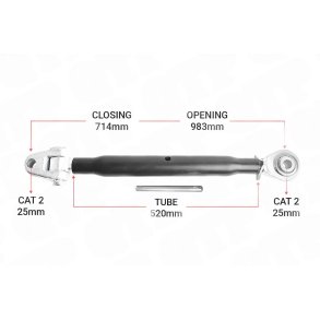 Topstang Cat 2 / 2 Kugleled 520mm Heavy Duty | KB22520