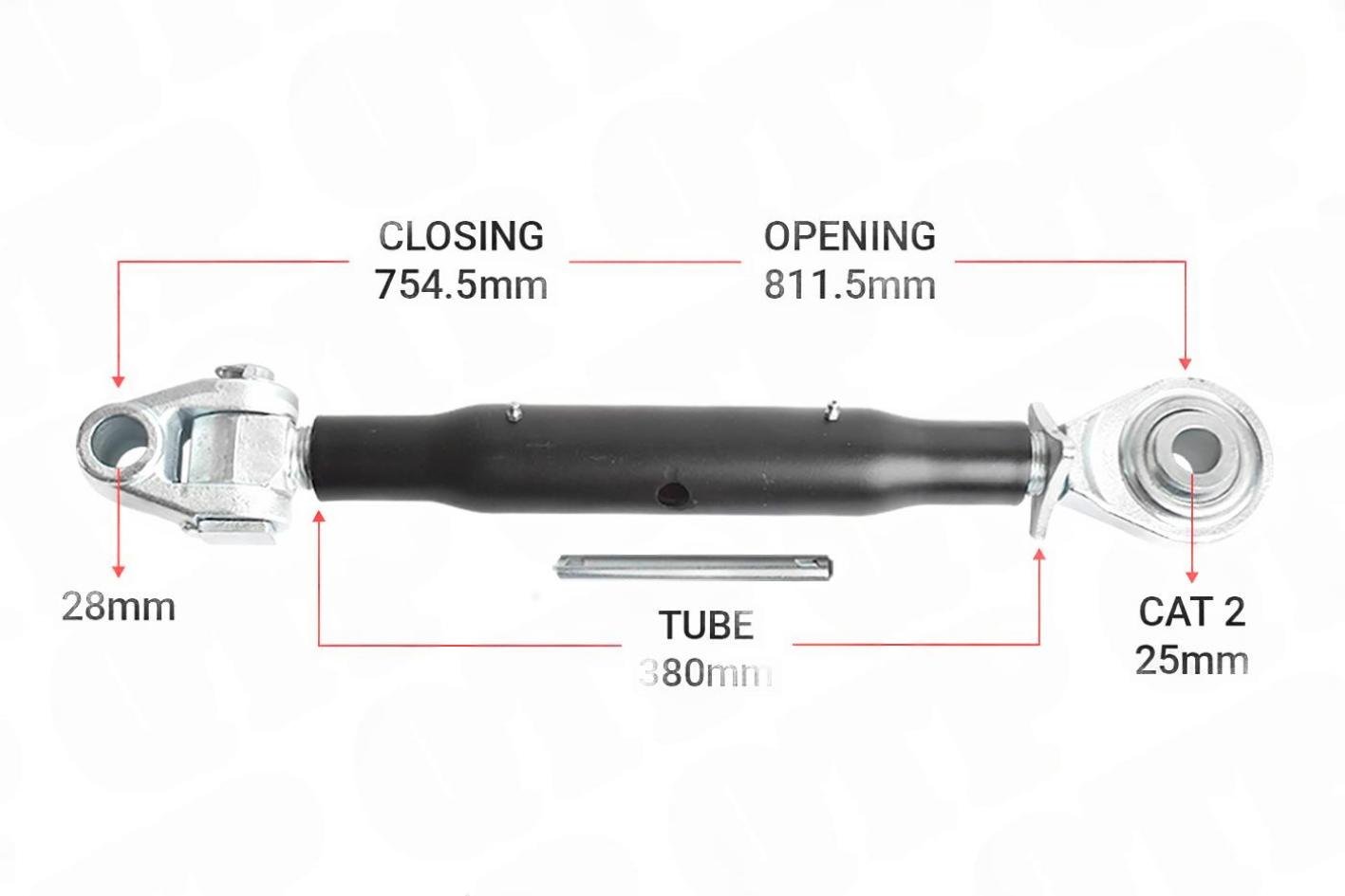Topstang Cat 28mm / 2 Ledkugler 380mm Heavy Duty | KB282380 | S28209