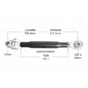 Topstang Cat 28mm / 2 Ledkugler 380mm Heavy Duty | KB282380 | S28209