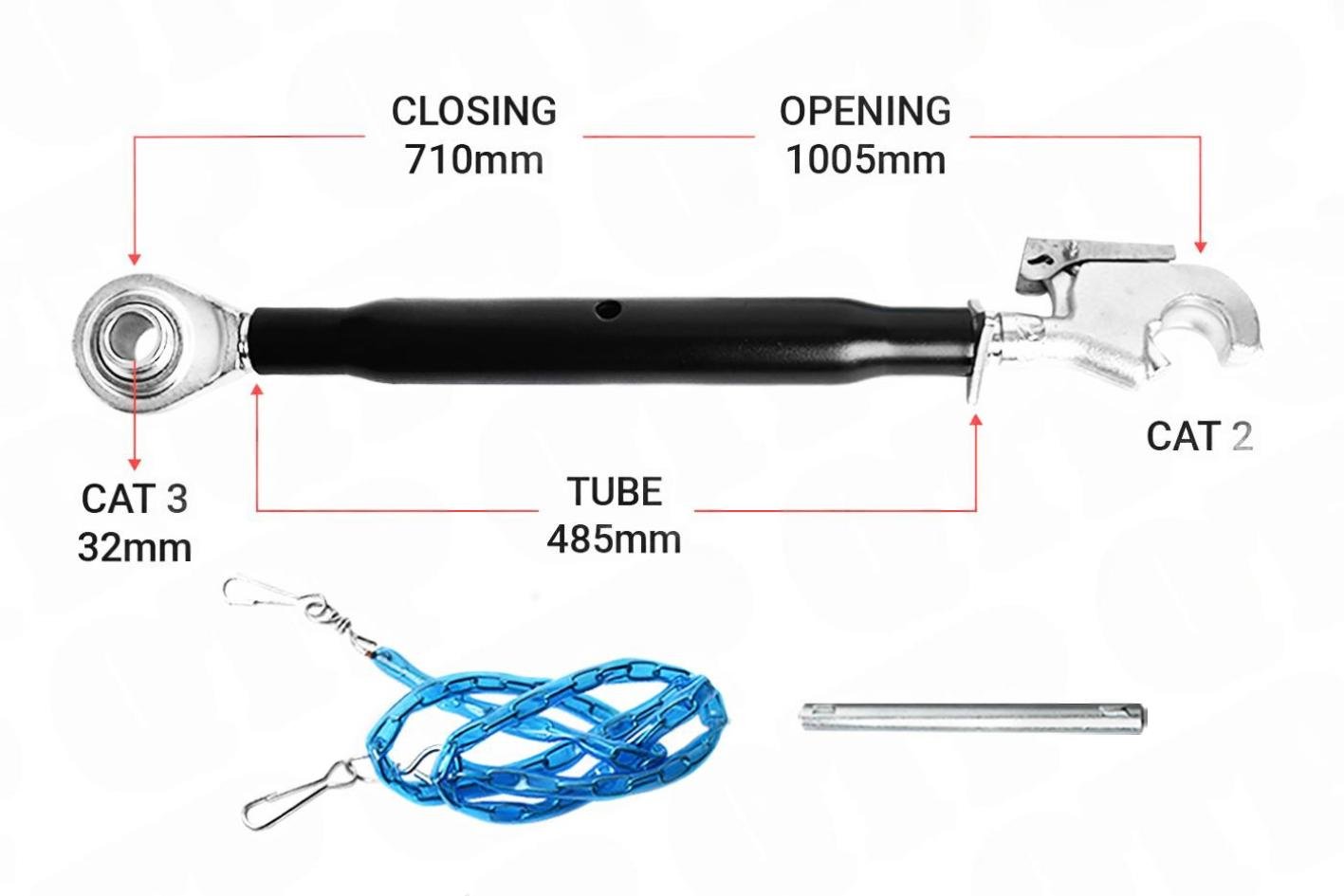 Topstang Cat 3 / 2 Kuglekrog 485mm Heavy Duty | BH32485