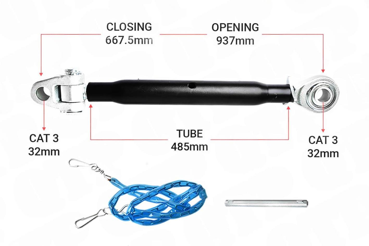 Topstang Cat 3 / 3 Ledkugle 485mm Heavy Duty | KB33485 | S28208