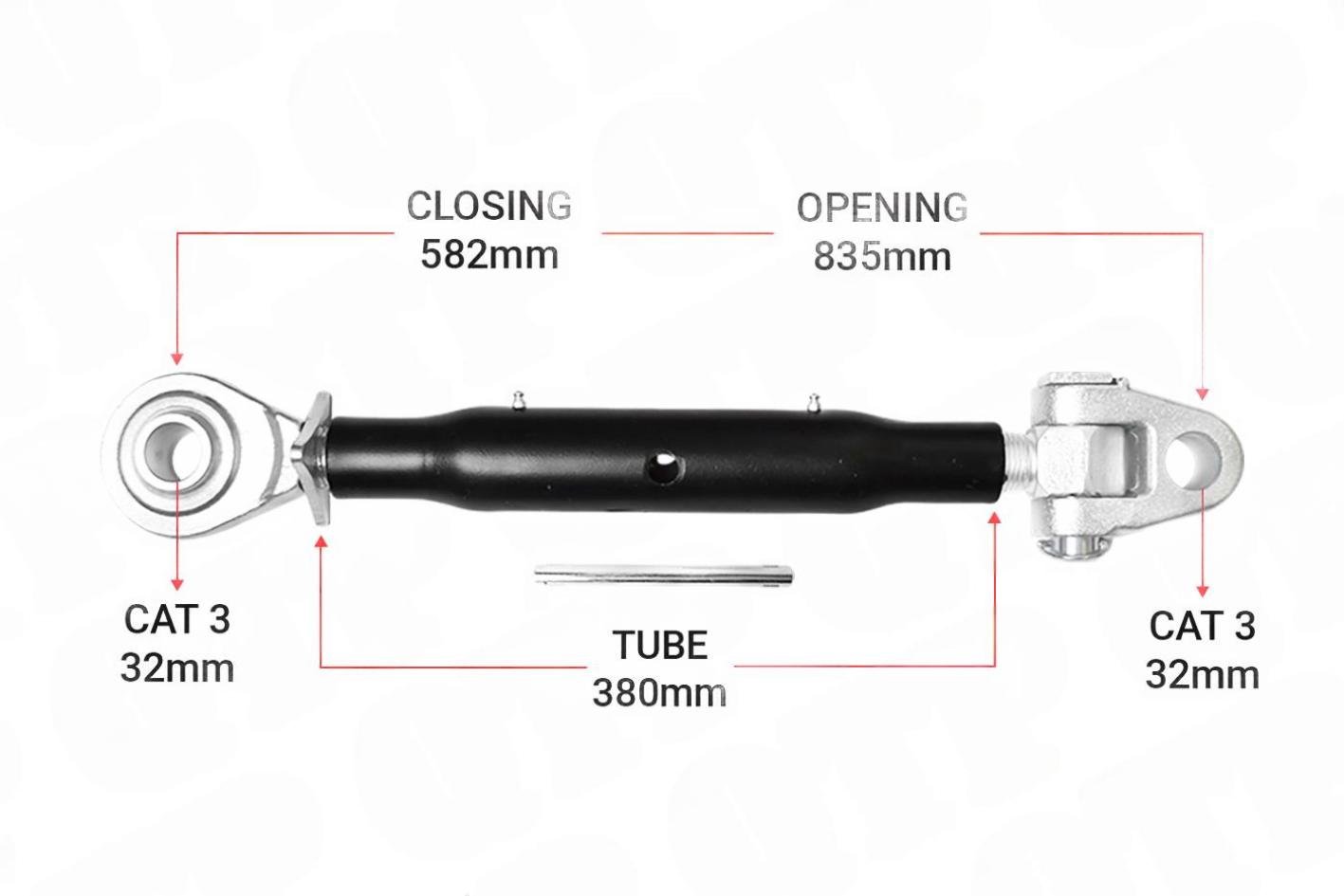 Topstang Cat 3 / 3 Ledkugle 380mm Heavy Duty | KB33380 | S28207