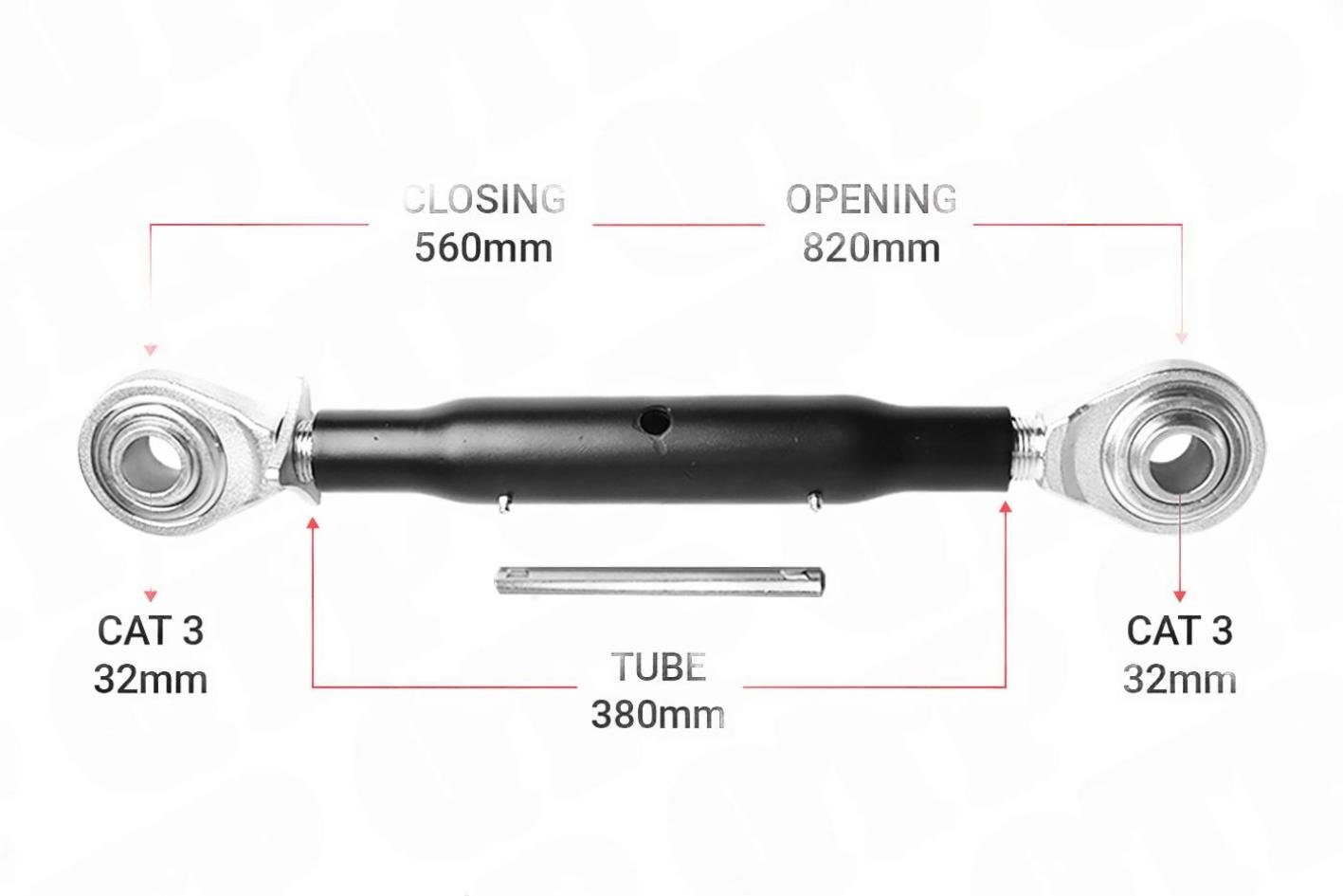 Topstang Cat 3 / 3 Kugle Kugle 380mm Heavy Duty | BB33380 | S16840